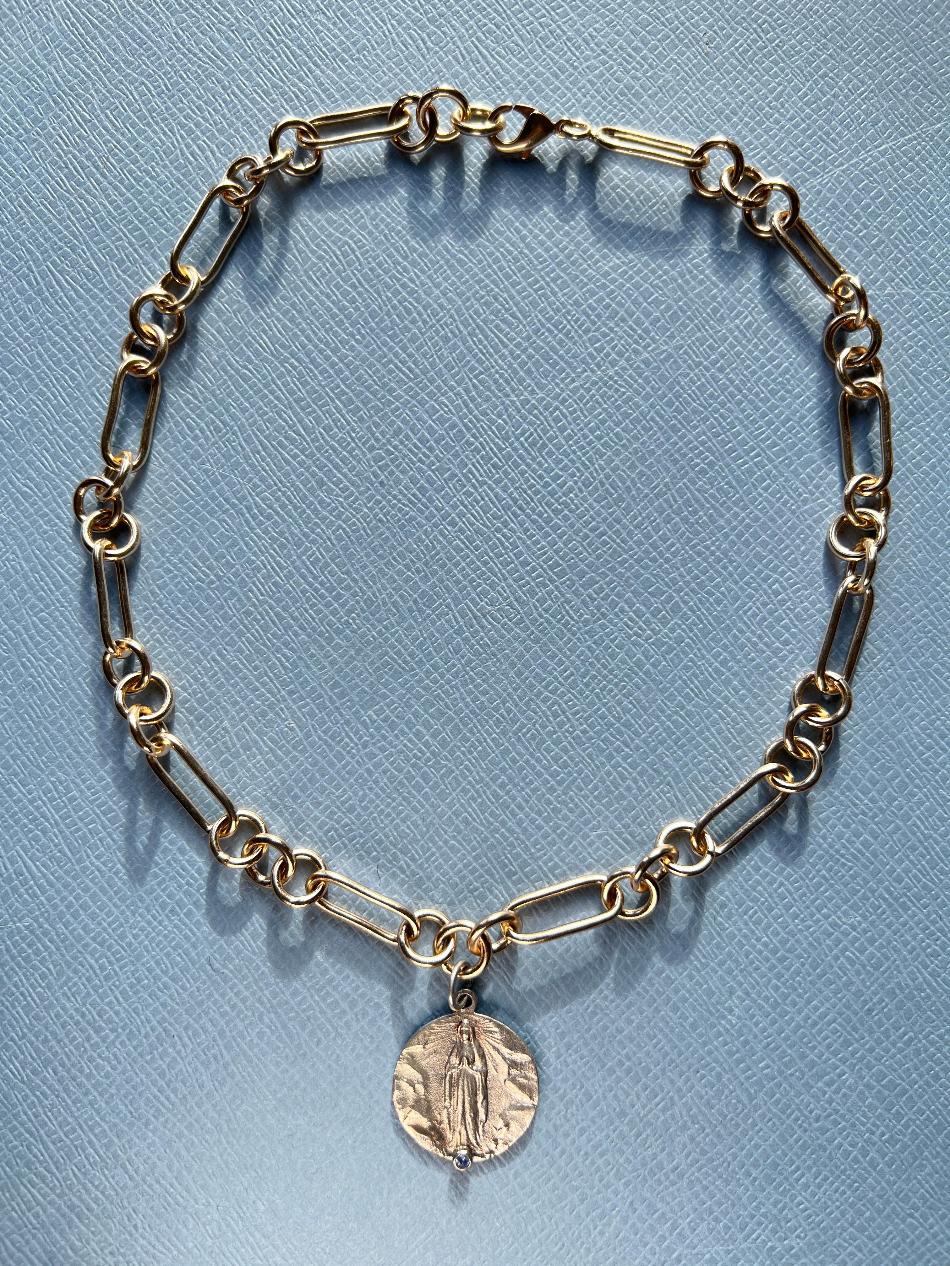 Brilliant Cut Choker Necklace Medal Virgin Mary Tanzanite For Sale