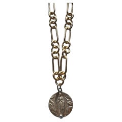 Choker Necklace Medal Virgin Mary Tanzanite