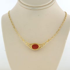 Collier ras de cou avec corail - 5,7 grammes - Or jaune 18k