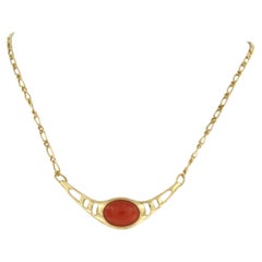 Collar Gargantilla con Coral - 5.7 gramos - Oro amarillo 18k