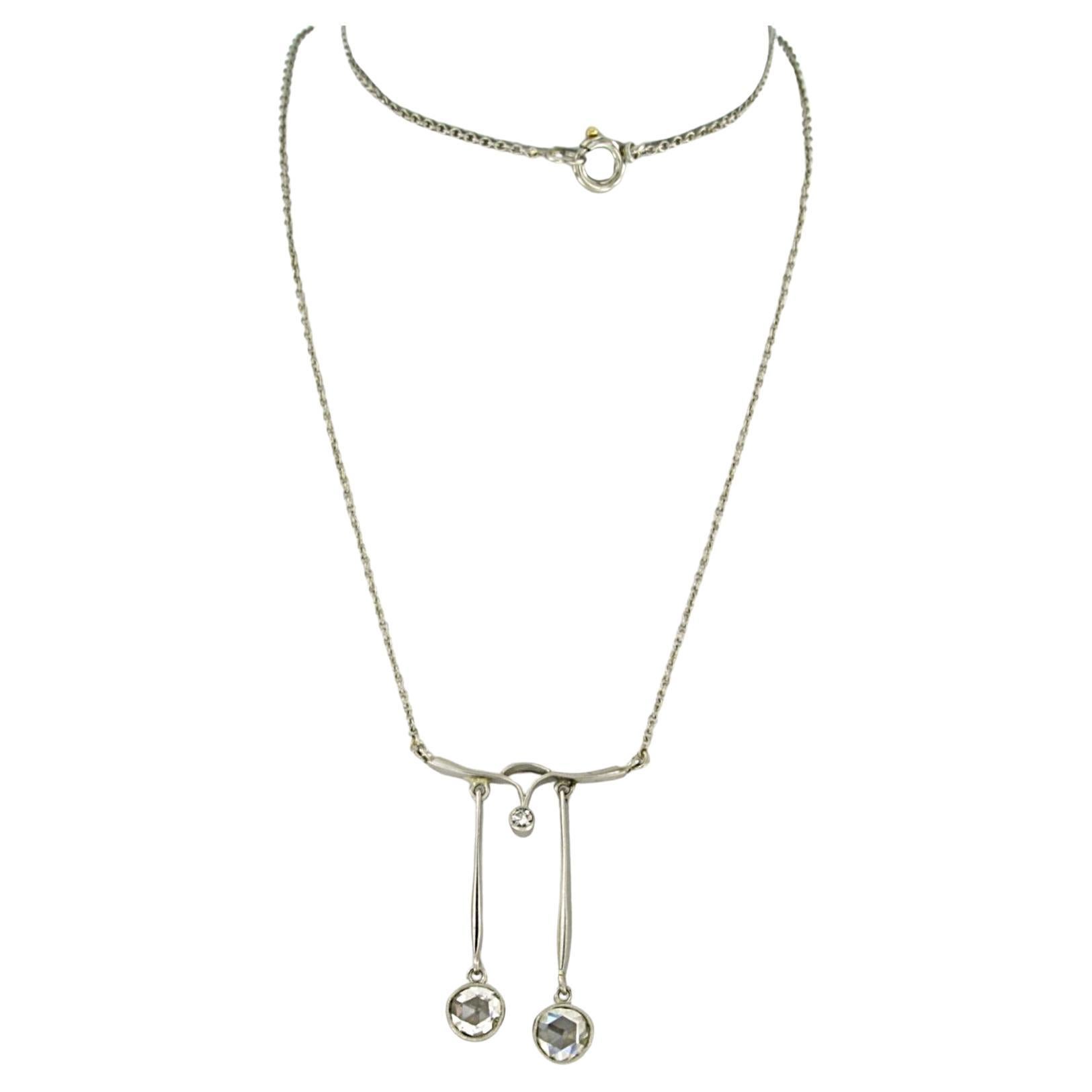 Collana girocollo con diamanti taglio rosa fino a 0,92ct in platino 5,1 grammi
