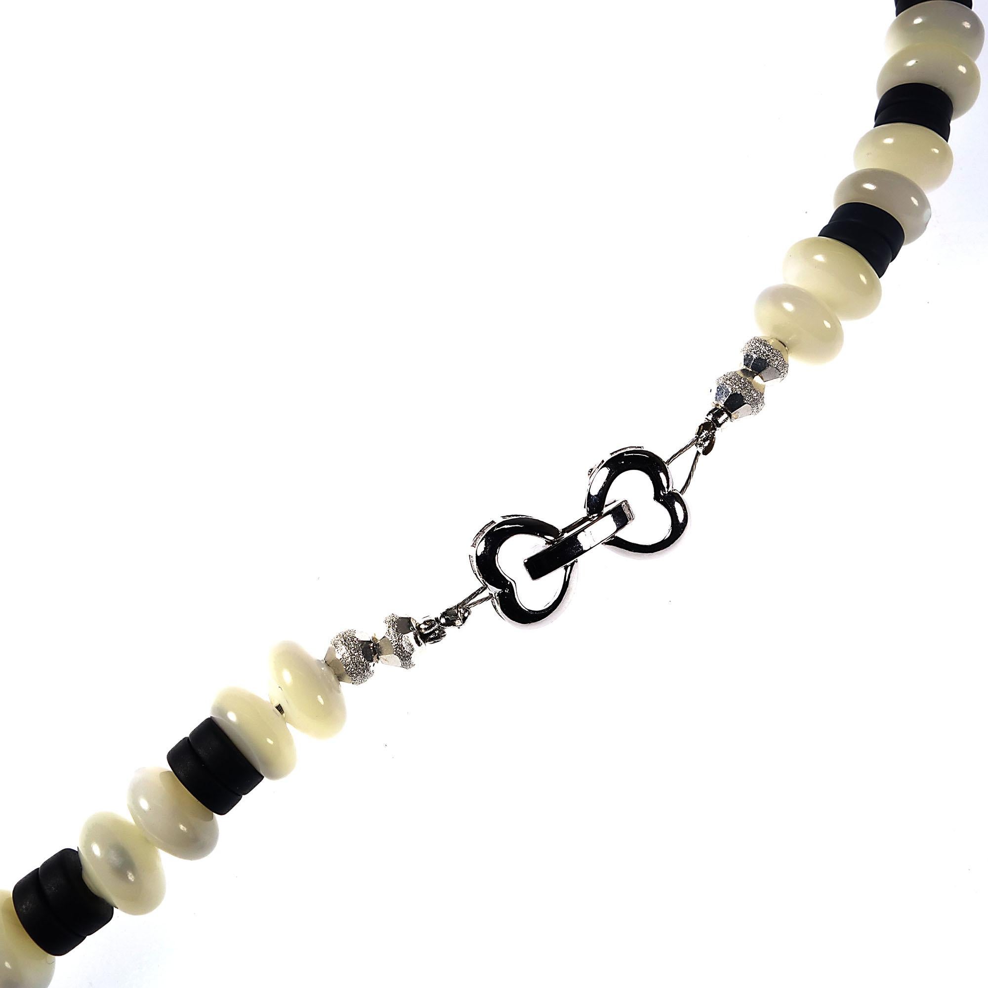 Bead AJD 15 Inch Choker of Mother of Pearl and Black Onyx   Great Gift!! For Sale