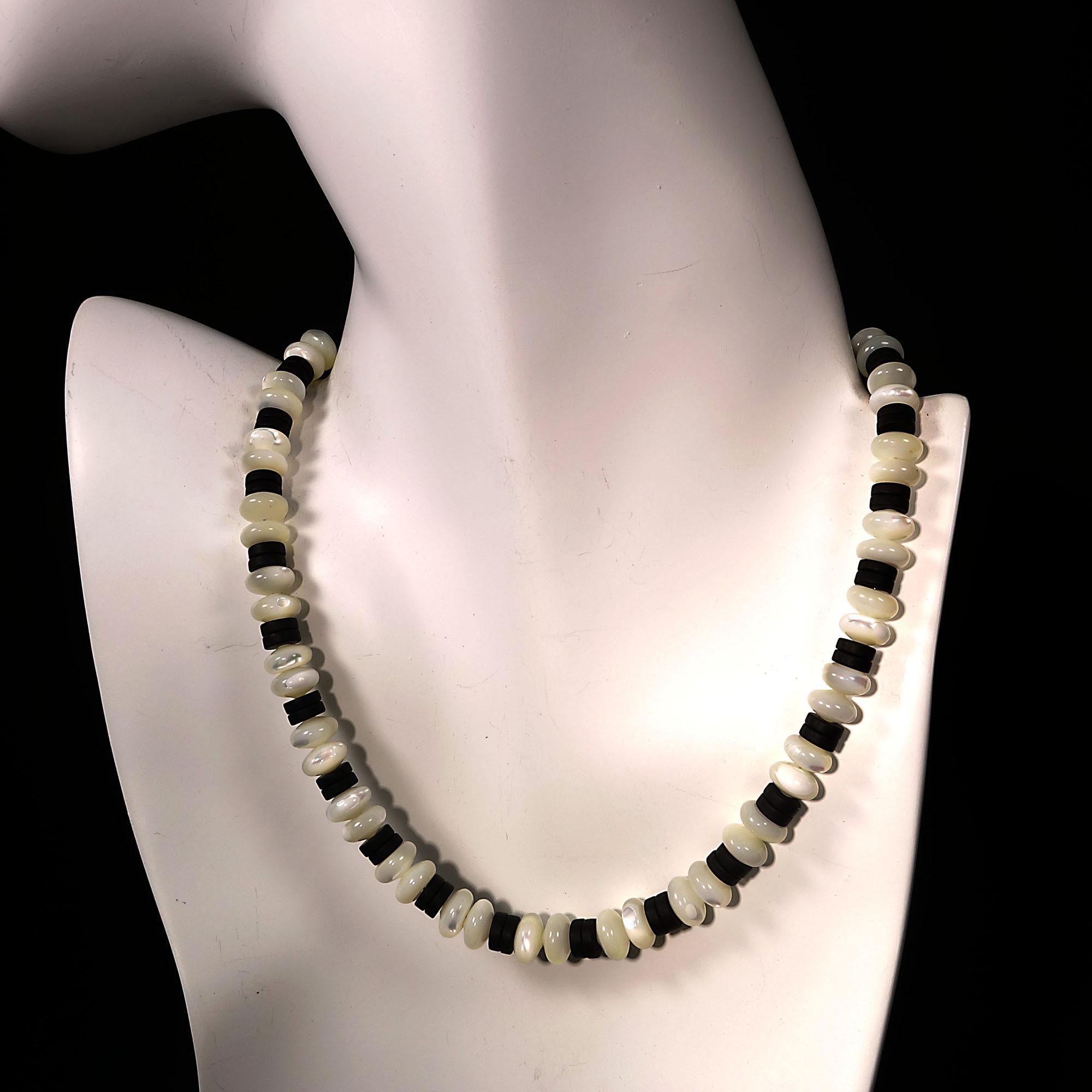 AJD 15 Zoll Choker aus Perlmutt und schwarzem Onyx   Tolles Geschenk!!