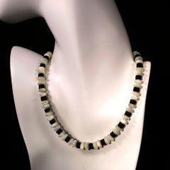 AJD 15 Inch Choker of Mother of Pearl and Black Onyx   Great Gift!!