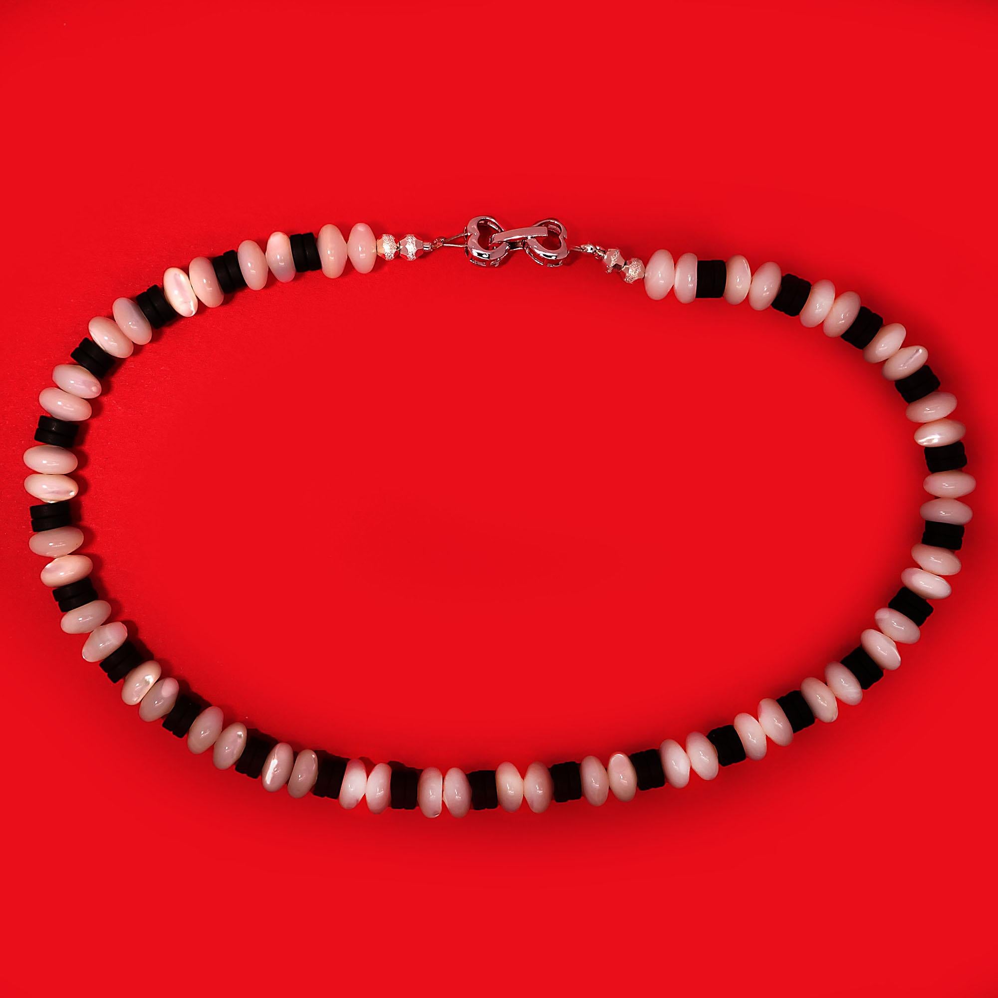 AJD 15 Inch Choker of Mother of Pearl and Black Onyx   Great Gift!! For Sale 1