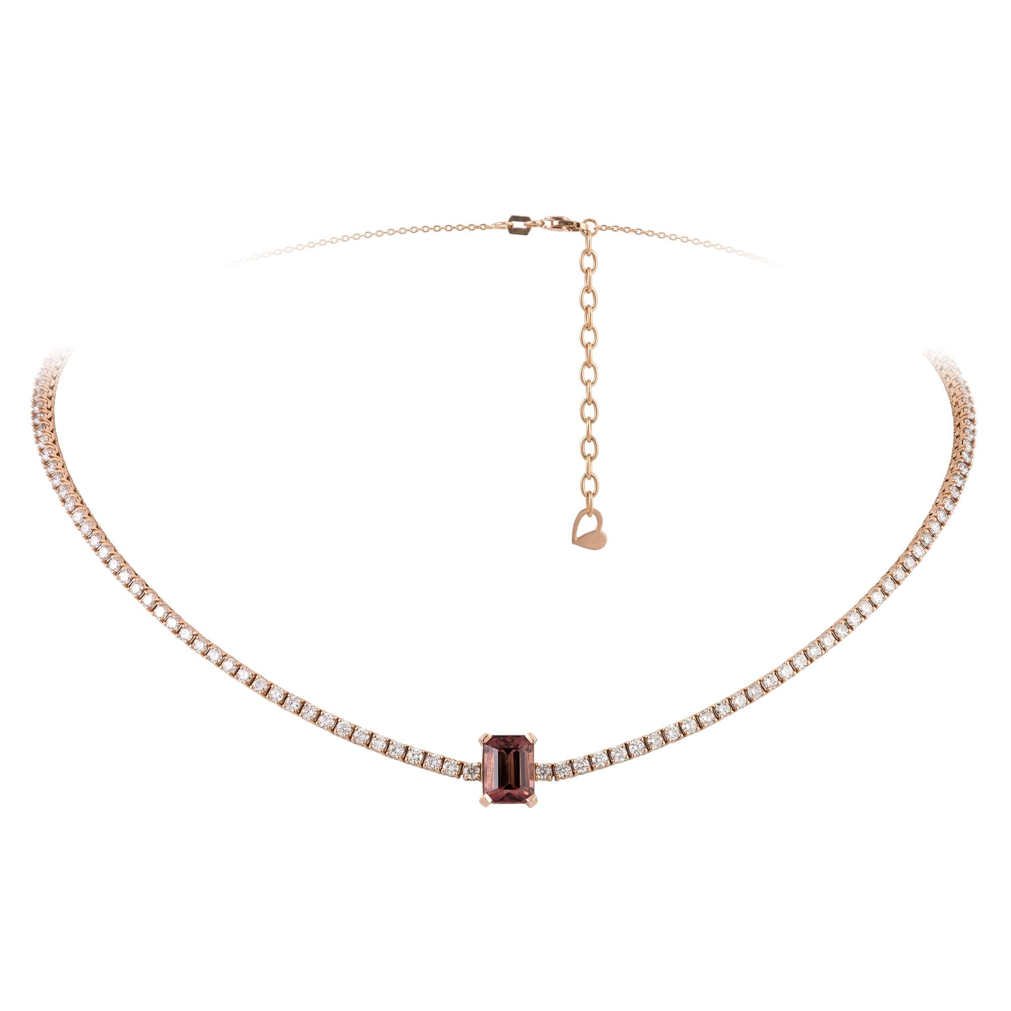 Choker Rosa Gold 18K Halskette mit Diamanten für ihr im Zustand „Neu“ im Angebot in Montreux, CH