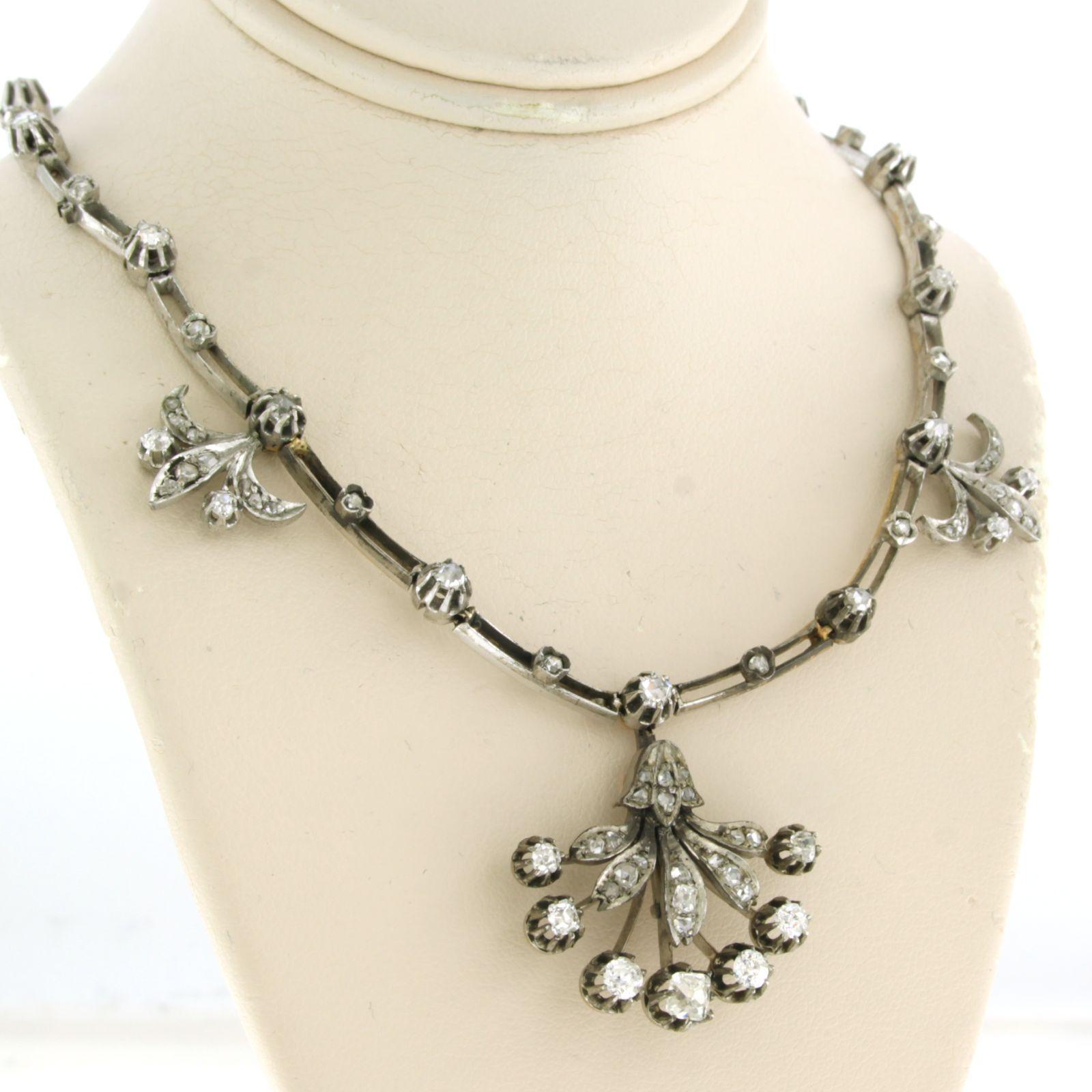 Old Mine Cut Choker set with old mine cut and rose diamonds up to 2.50ct gold and silver