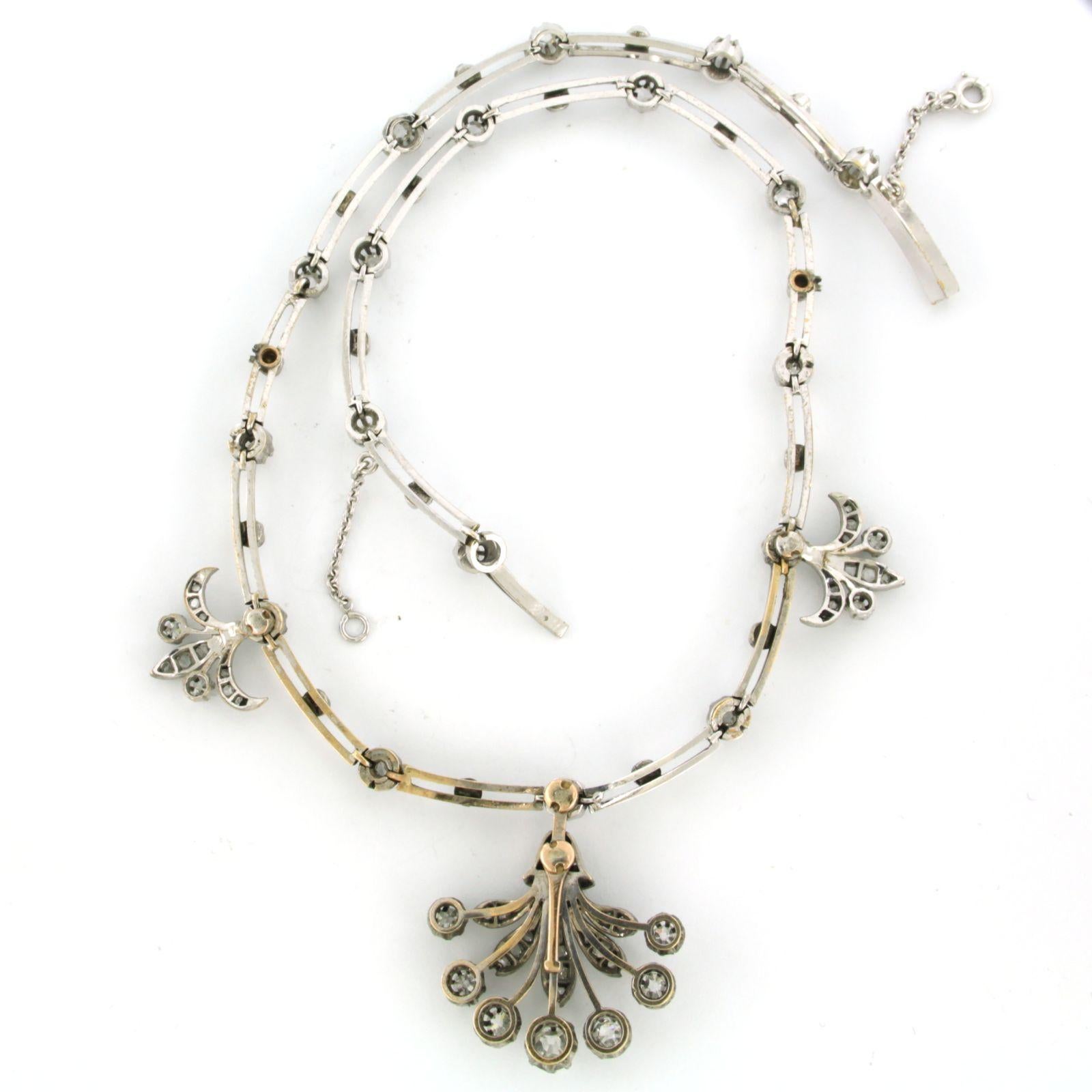 Choker set with old mine cut and rose diamonds up to 2.50ct gold and silver 2