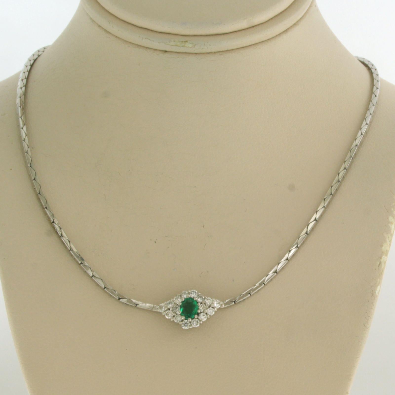 Choker with emerald and diamonds 18k white gold For Sale 1