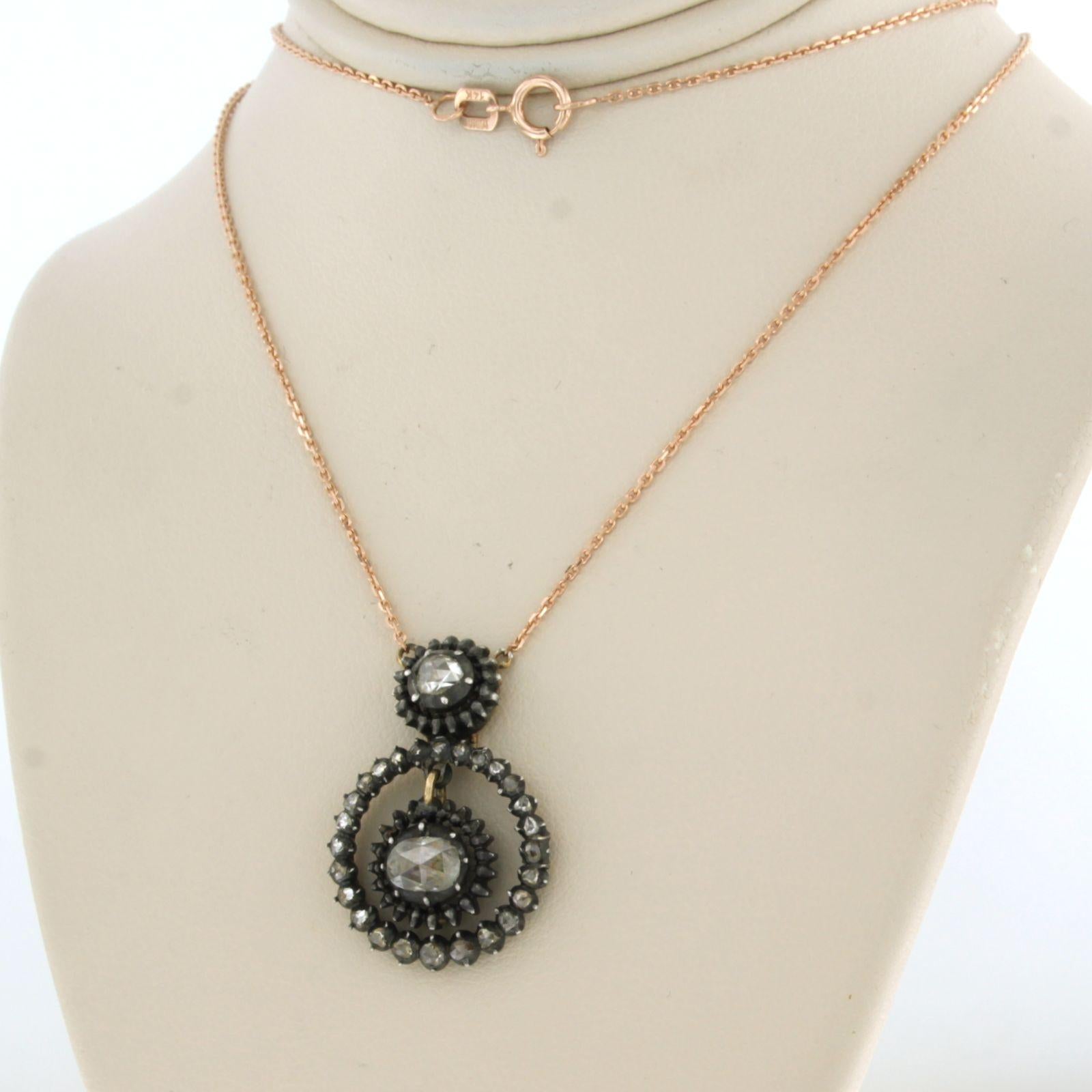 Gargantilla con diamantes talla rosa de hasta 0,40 ct Oro de 14 quilates y plata 4,6 gramos Corte rosa en venta