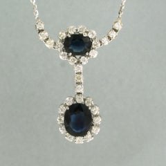 Halskette mit Saphir und Diamanten im Brillantschliff bis zu 1,00 ct, 18-karätiges Gold