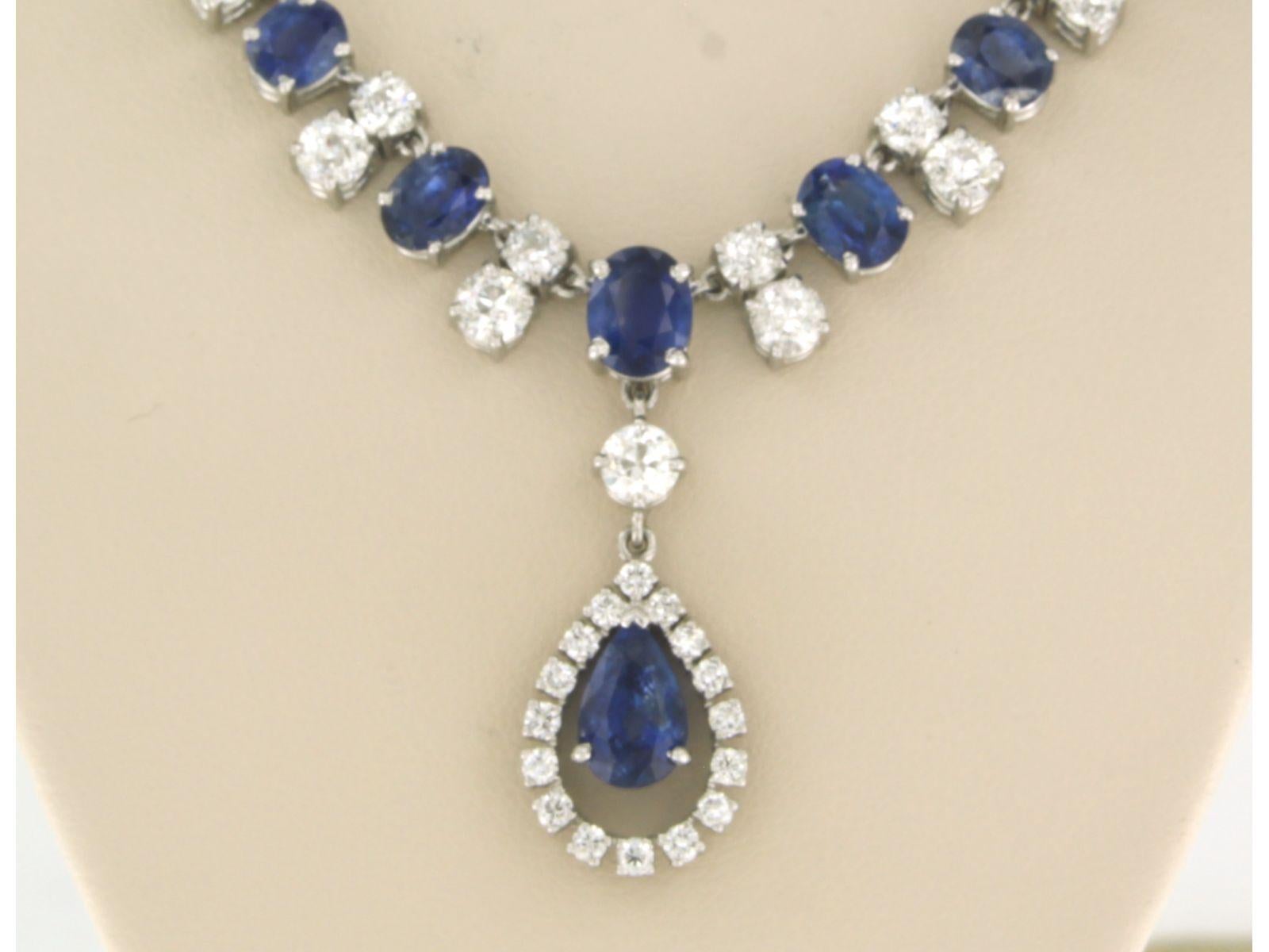 Women's Choker with sapphire and diamonds 14k white gold For Sale