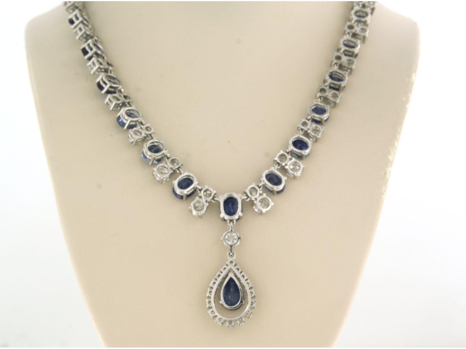 Choker with sapphire and diamonds 14k white gold For Sale 1