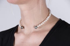 Choker with white freshwater and Tahiti pearls