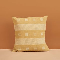 Chokor Nira Ochre Organic Cotton Handloom Pillow in  Geometric Patterns