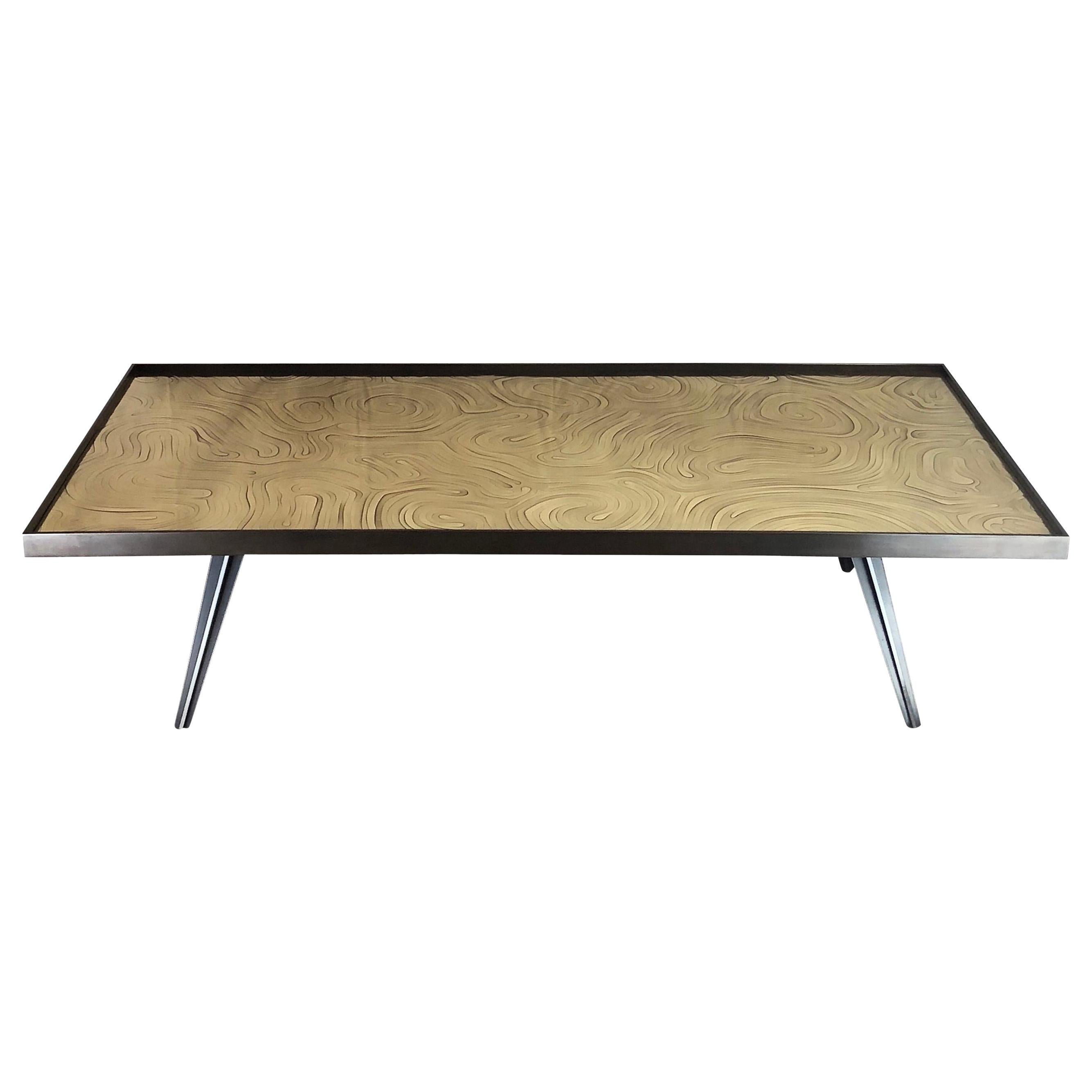 "Cholesterique" Contemporary Brass and Black Steel Coffee Table by Atelier EB