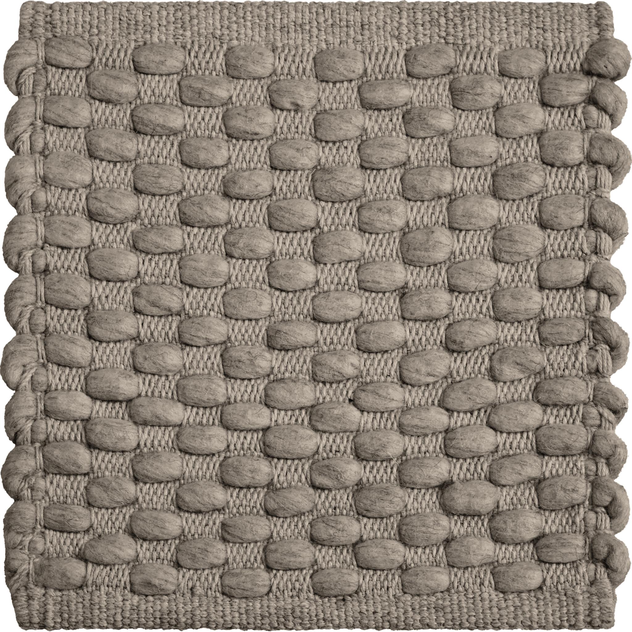 Indiano Tappeto Choma 8x10ft grigio in lana e cotone con disegno a pompon e tessuto a mano di lusso in vendita