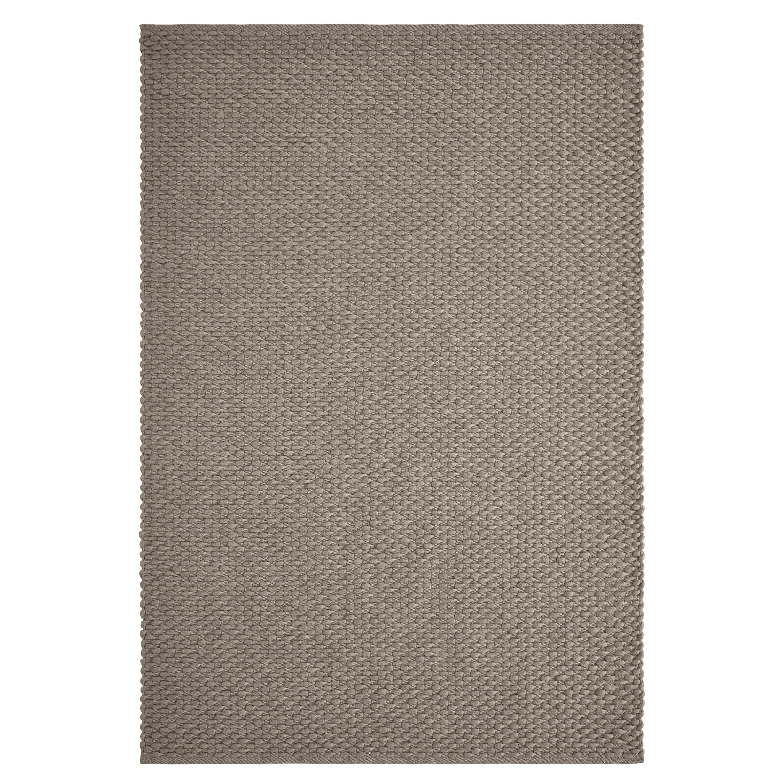 Tappeto Choma 8x10ft grigio in lana e cotone con disegno a pompon e tessuto a mano di lusso