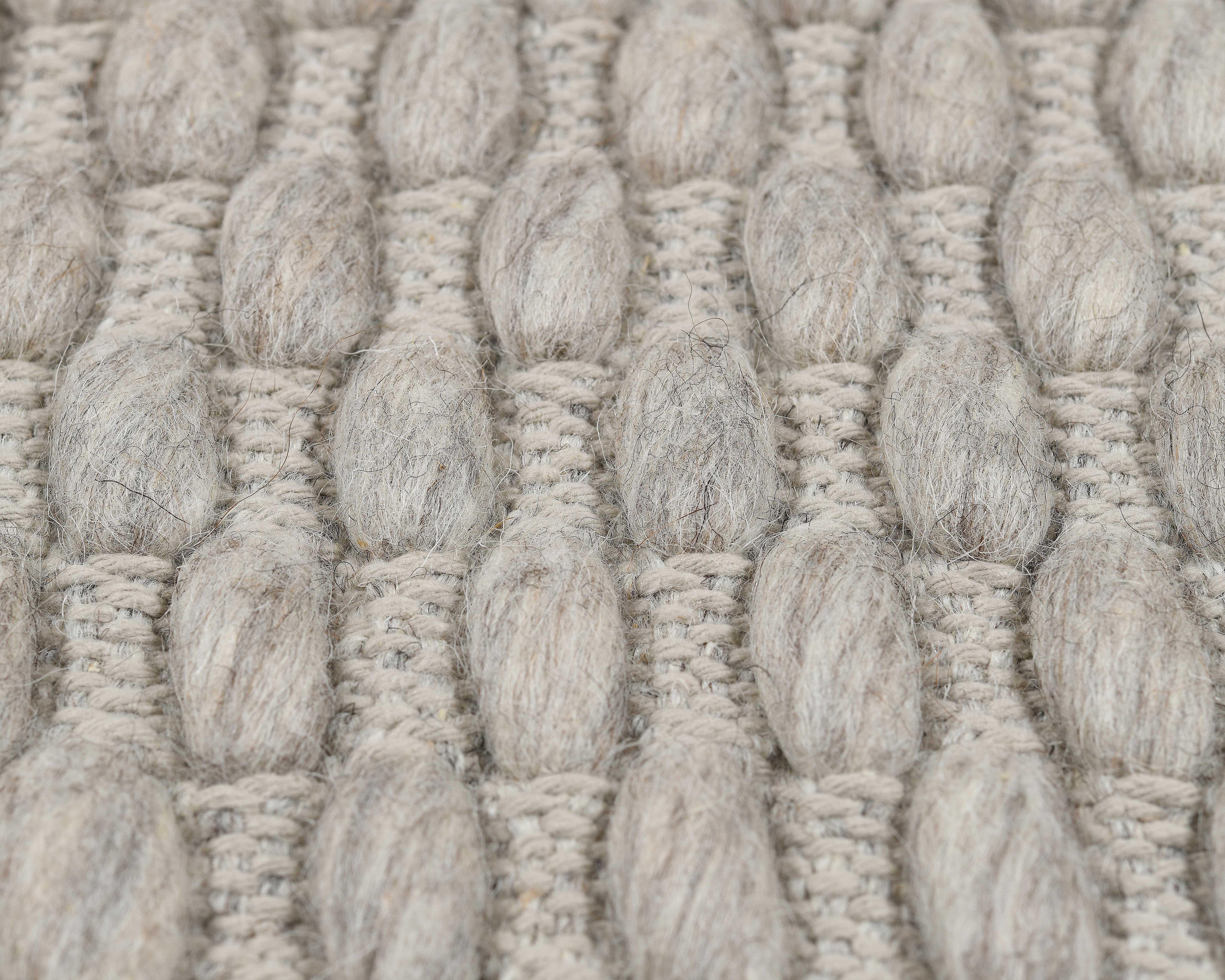 Hand-Woven Choma, Ash, Handwoven Face 72% Undyed New Zealand Wool/28% Cotton, 9' x 12' For Sale
