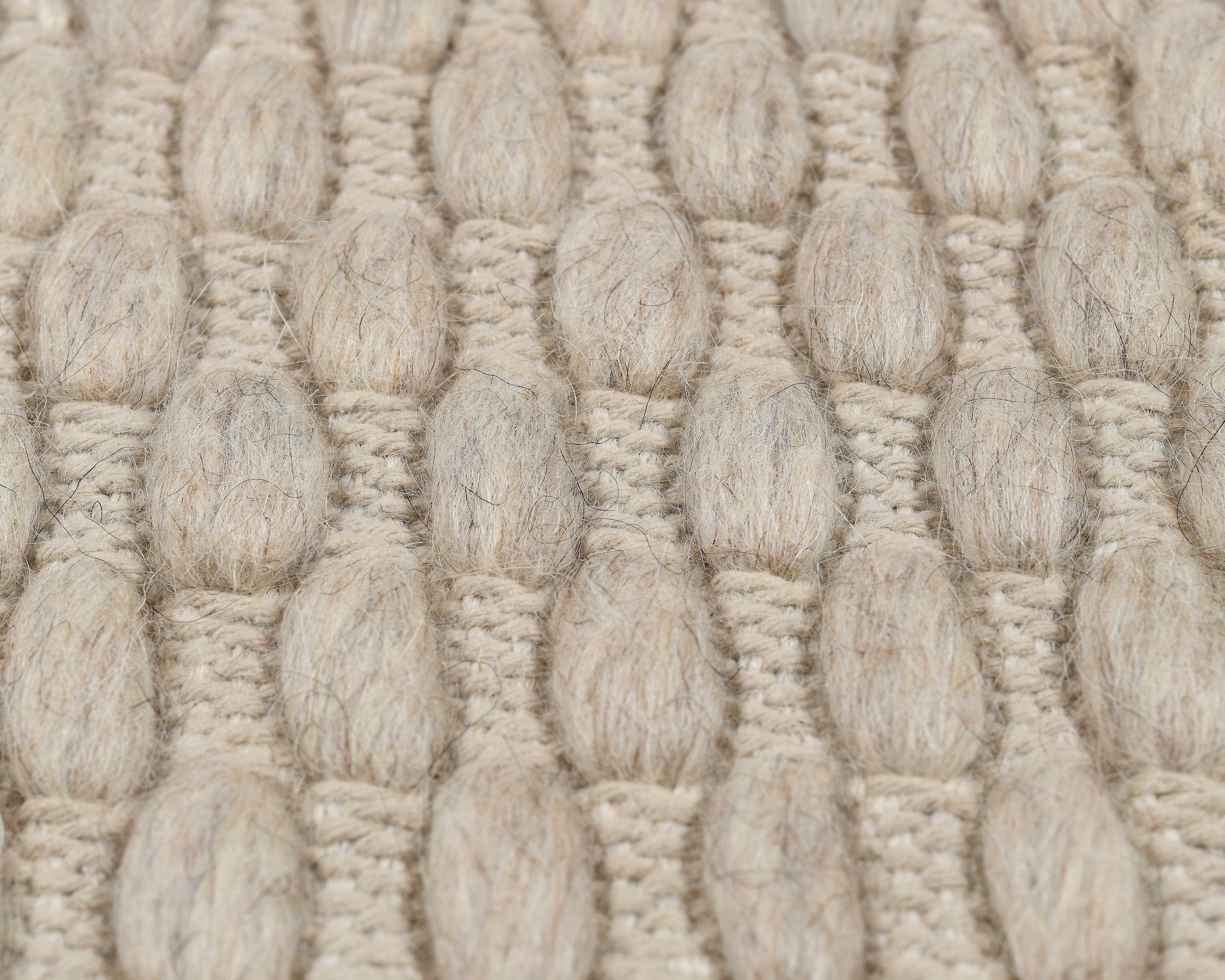 Indien Choma, Fawn, Façade tissée main 72% laine néo-zélandaise non teintée/28% coton, 8' x 10' en vente