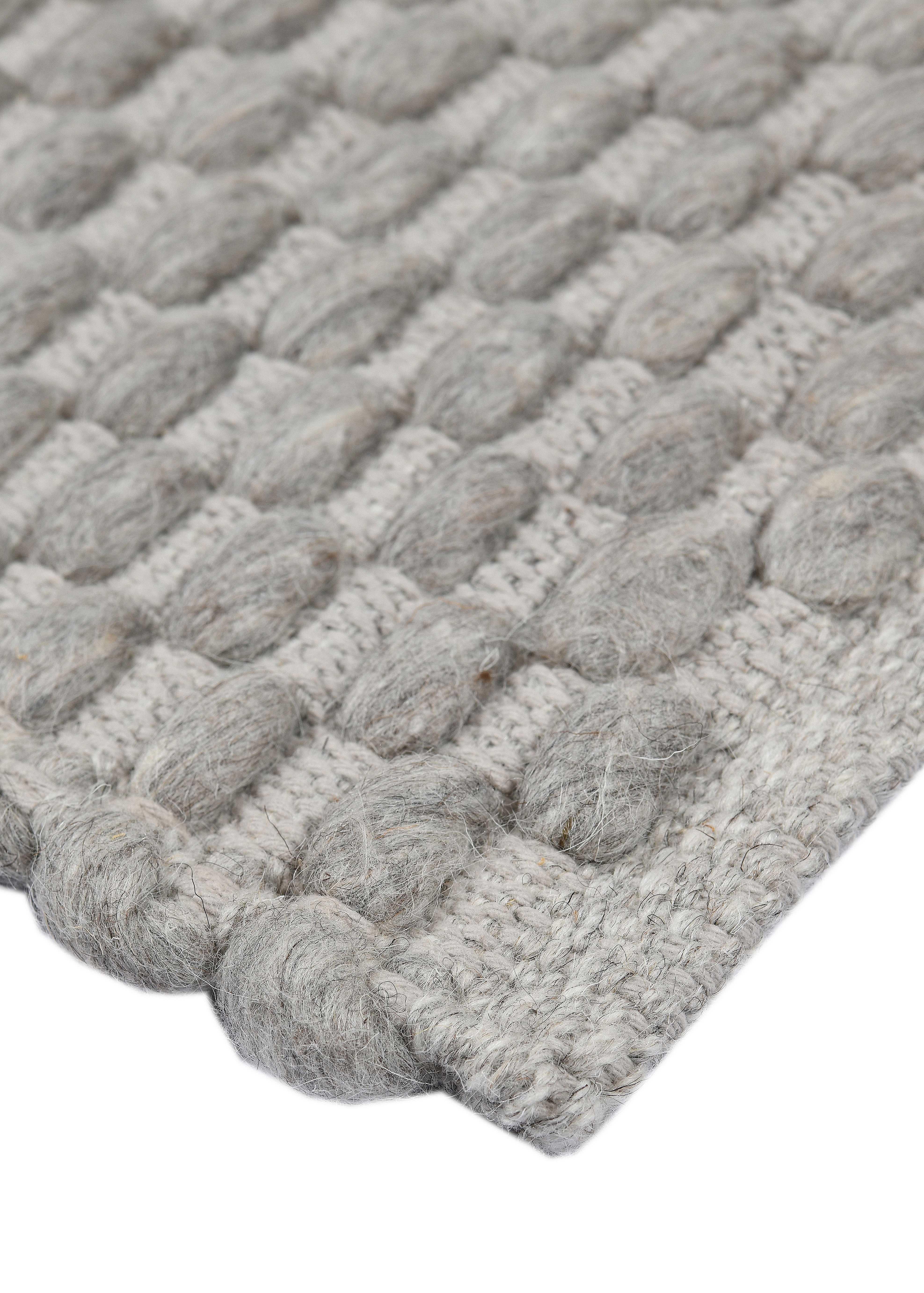 Tissé à la main Choma, gris, face tissée à la main 72% laine néo-zélandaise non teintée/28% coton, 8' x 10' en vente