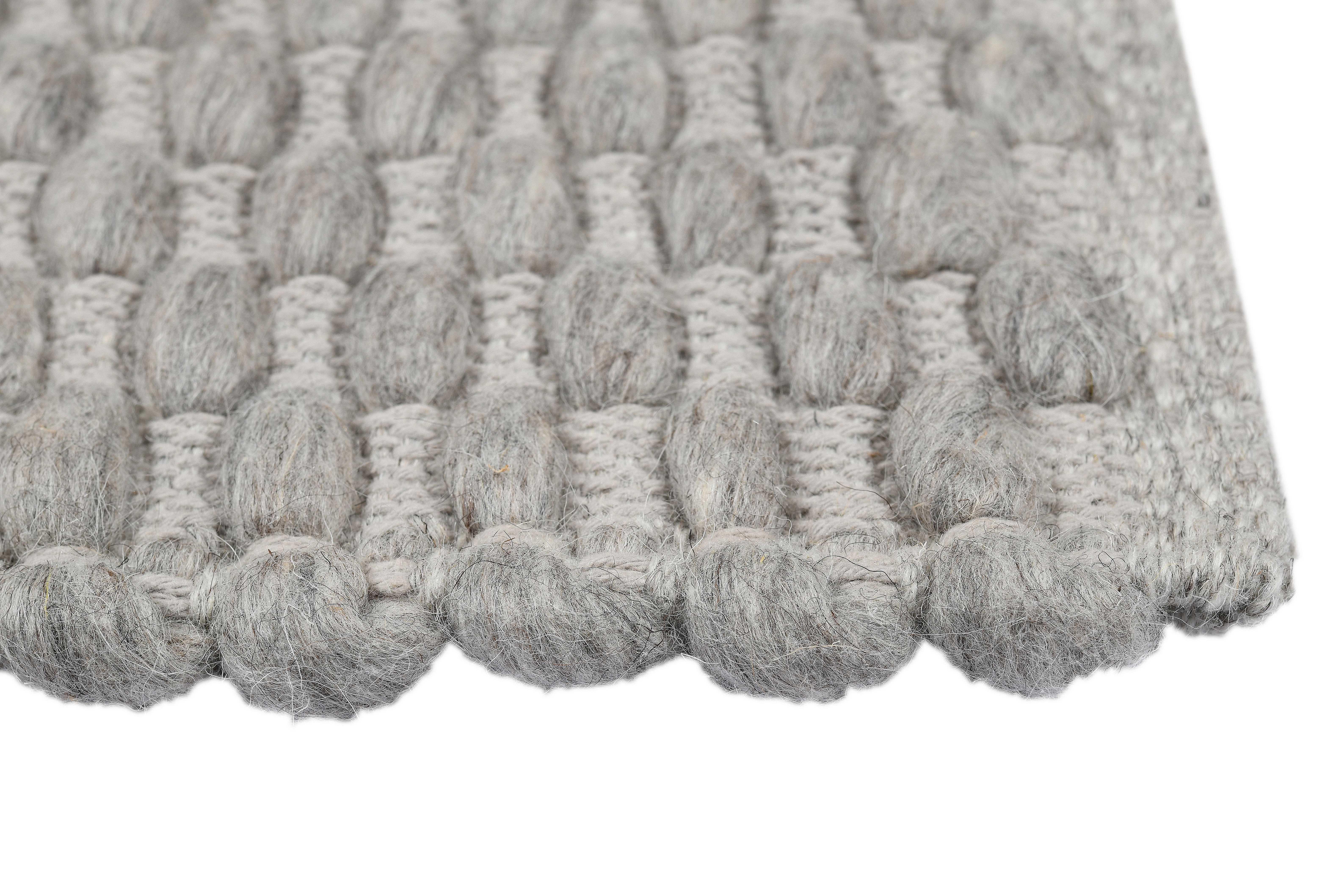 Choma, gris, face tissée à la main 72% laine néo-zélandaise non teintée/28% coton, 8' x 10' Neuf - En vente à New York, NY