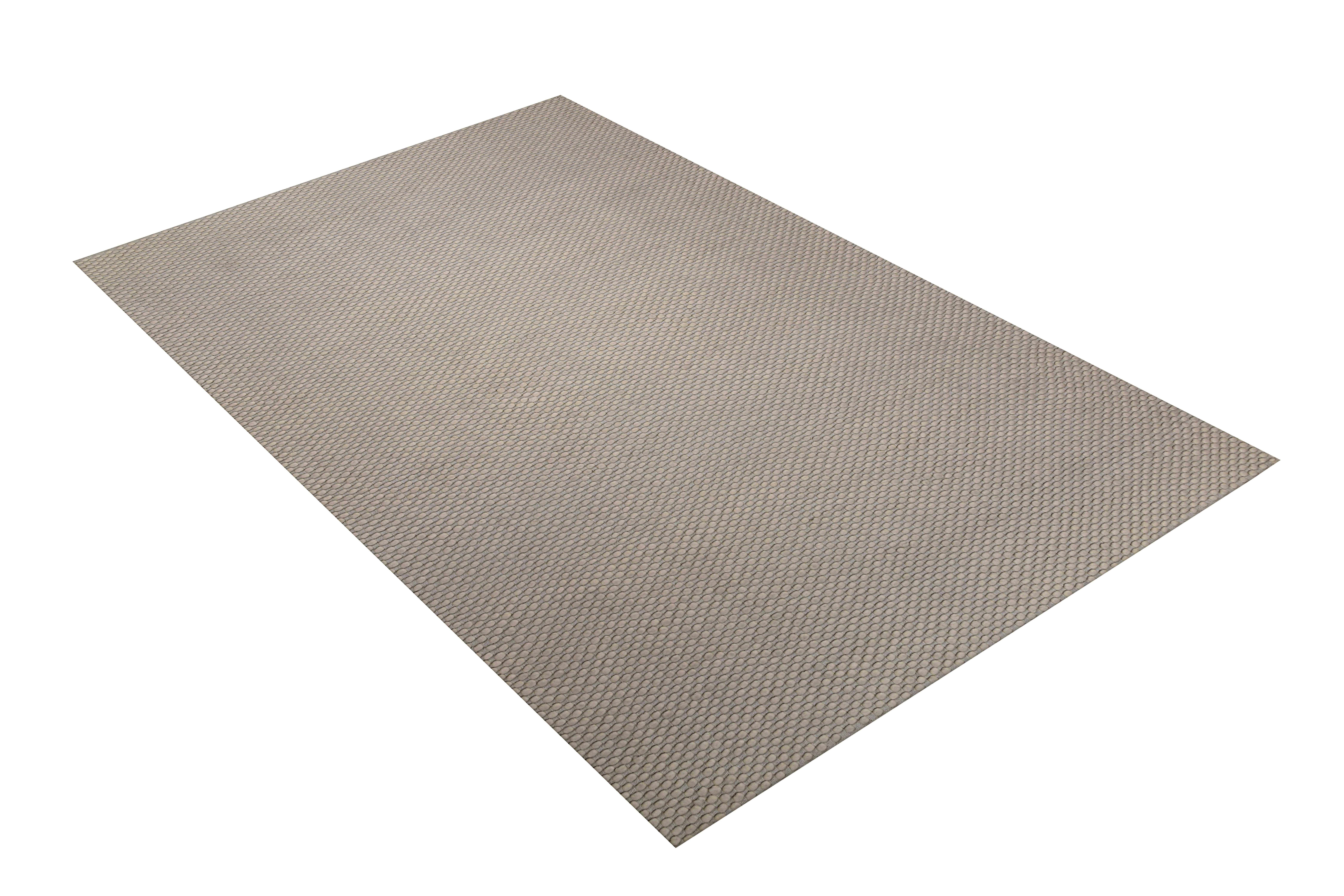 Choma, Grey, Handwoven Face 72% Undyed New Zealand Wool/28% Cotton, 9' x 12' For Sale 1