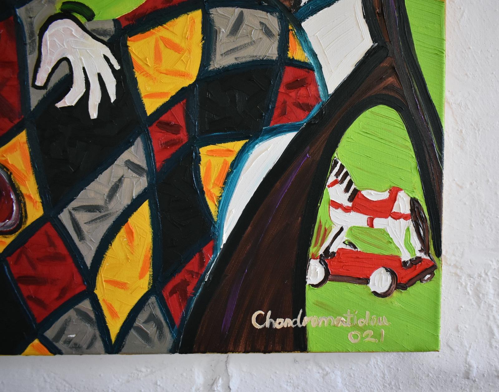 Chondromatidou Barbara – Awakening (2021) Oil on canvas, 80 x 80 cm In Excellent Condition For Sale In Debrecen, HU