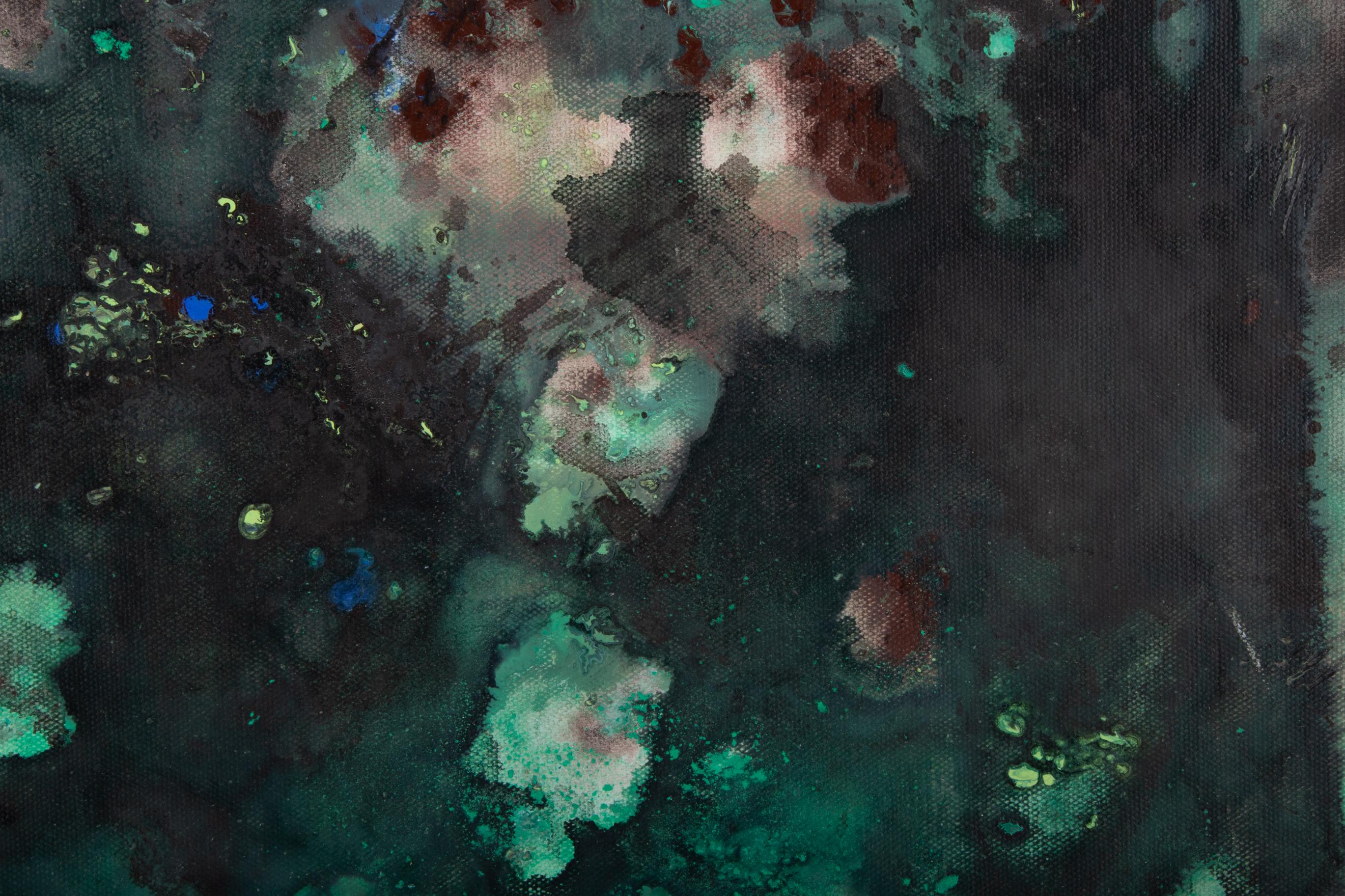 Chong Liu Abstract Original Oil On Canvas The Beginning Of Nature-Green In Black For Sale 4