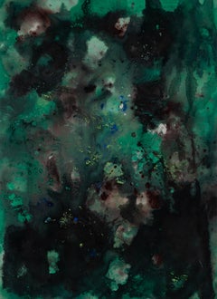 Chong Liu Abstract Original Oil On Canvas The Beginning Of Nature-Green In Black