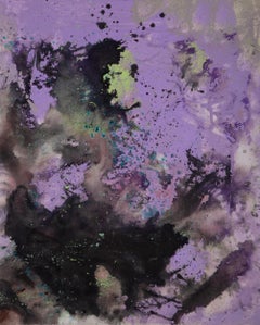 Chong Liu Abstract Original Oil On Canvas "The Beginning Of Nature - Purple" (Le début de la nature - violet)