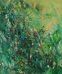 Chong Liu Abstract Original Oil On Canvas "Untitled - Green"