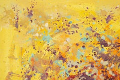 Huile sur toile abstraite originale Chong Liu « Untitled - Yellow »