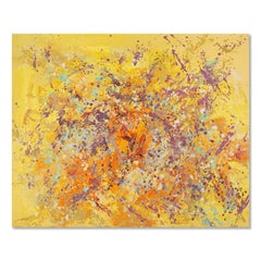 Huile sur toile abstraite originale Chong Liu « Untitled - Yellow »
