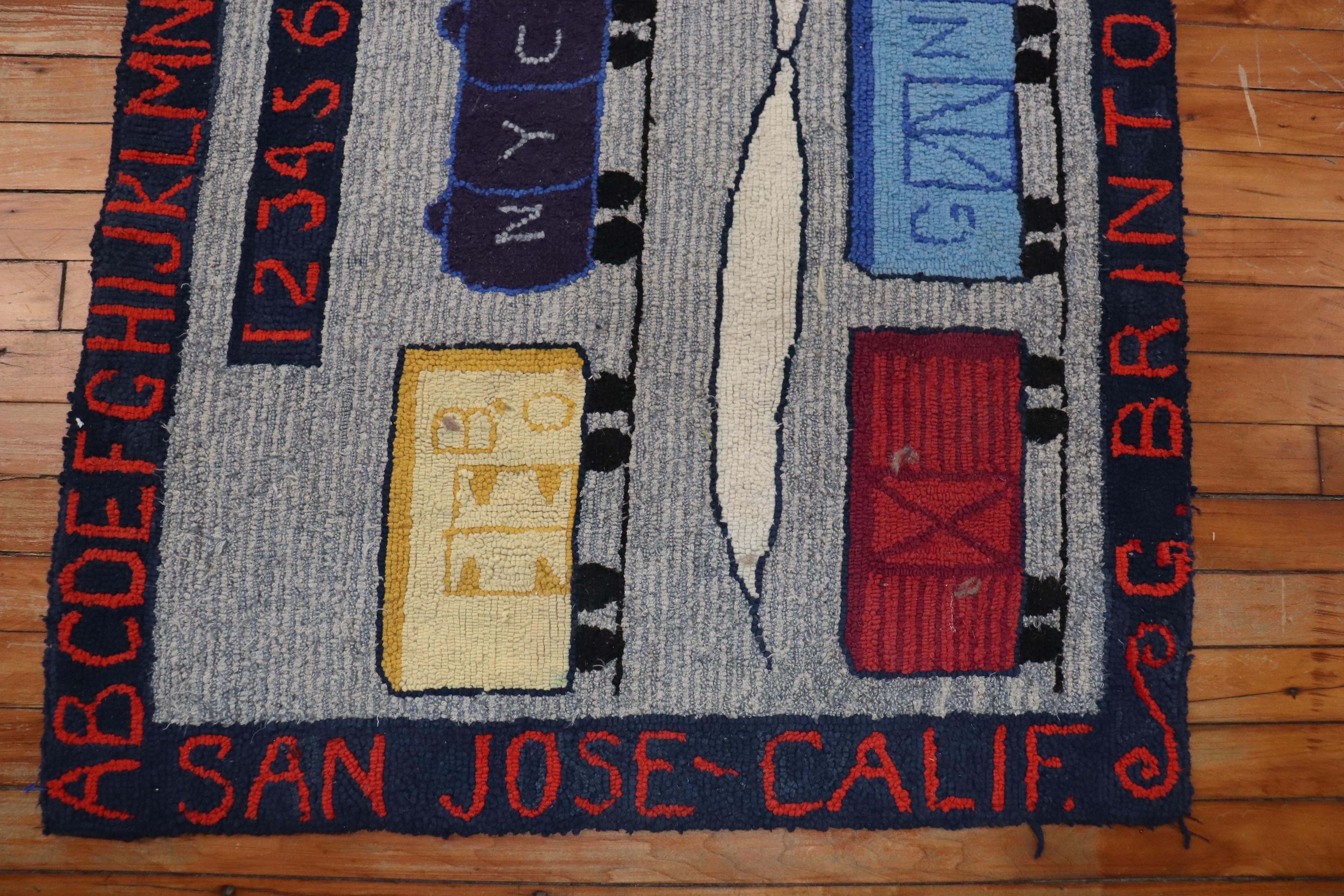 Colección Zabihi Choo Choo Tren Siglo XX Alfombra Pictórica Enganchada Americana Estadounidense en venta