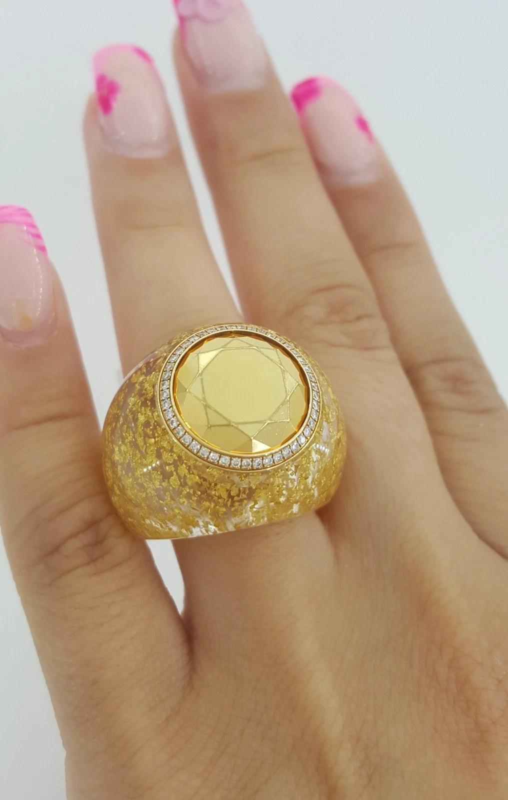 Taglio rotondo Anello con diamante Golden Dreams di Chopard da 0,18 carati in oro giallo 18K, 22 mm in vendita