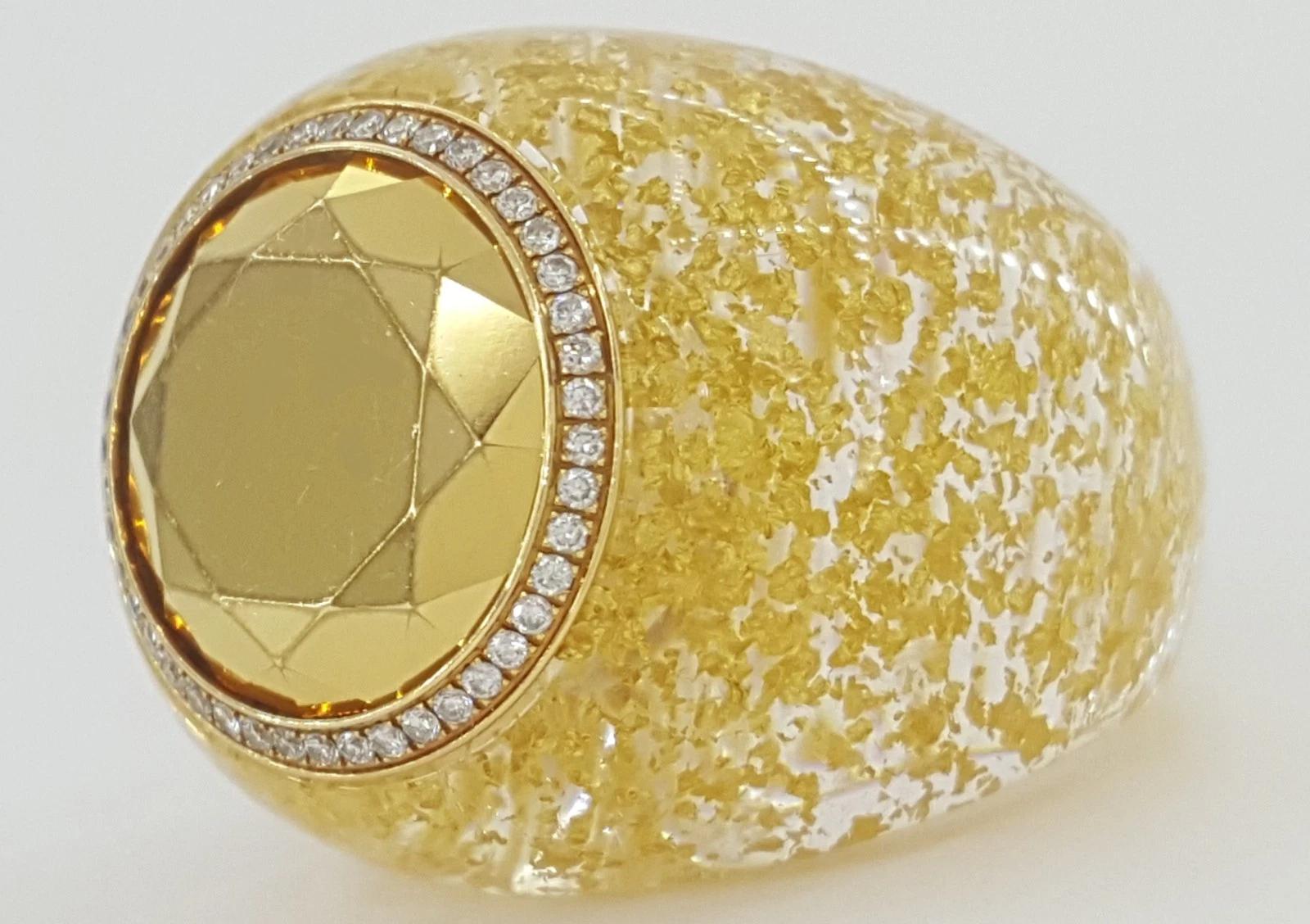 Anello con diamante Golden Dreams di Chopard da 0,18 carati in oro giallo 18K, 22 mm In condizioni ottime in vendita a Chicago, IL