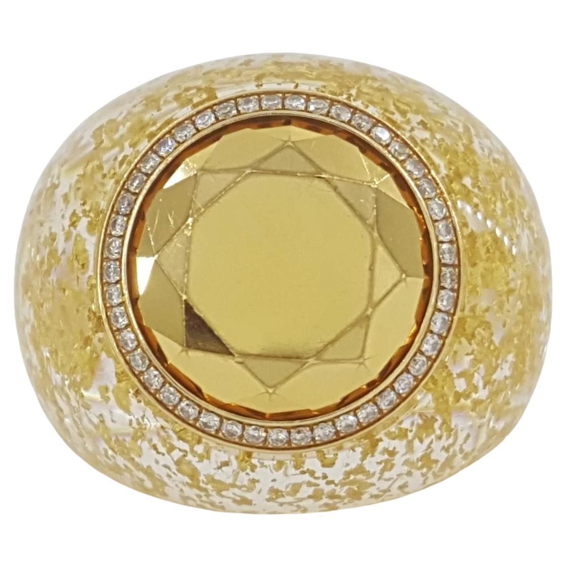 Anello con diamante Golden Dreams di Chopard da 0,18 carati in oro giallo 18K, 22 mm in vendita