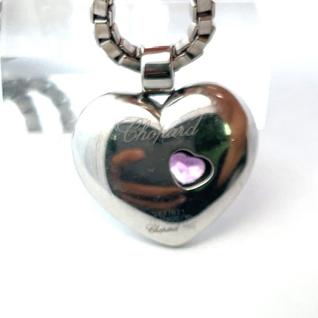 Chopard Ciondolo a cuore con tormalina da 0,50 carati e diamante da 0,20 carati in oro bianco 18 carati in vendita 7