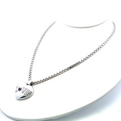 Chopard Ciondolo a cuore con tormalina da 0,50 carati e diamante da 0,20 carati in oro bianco 18 carati