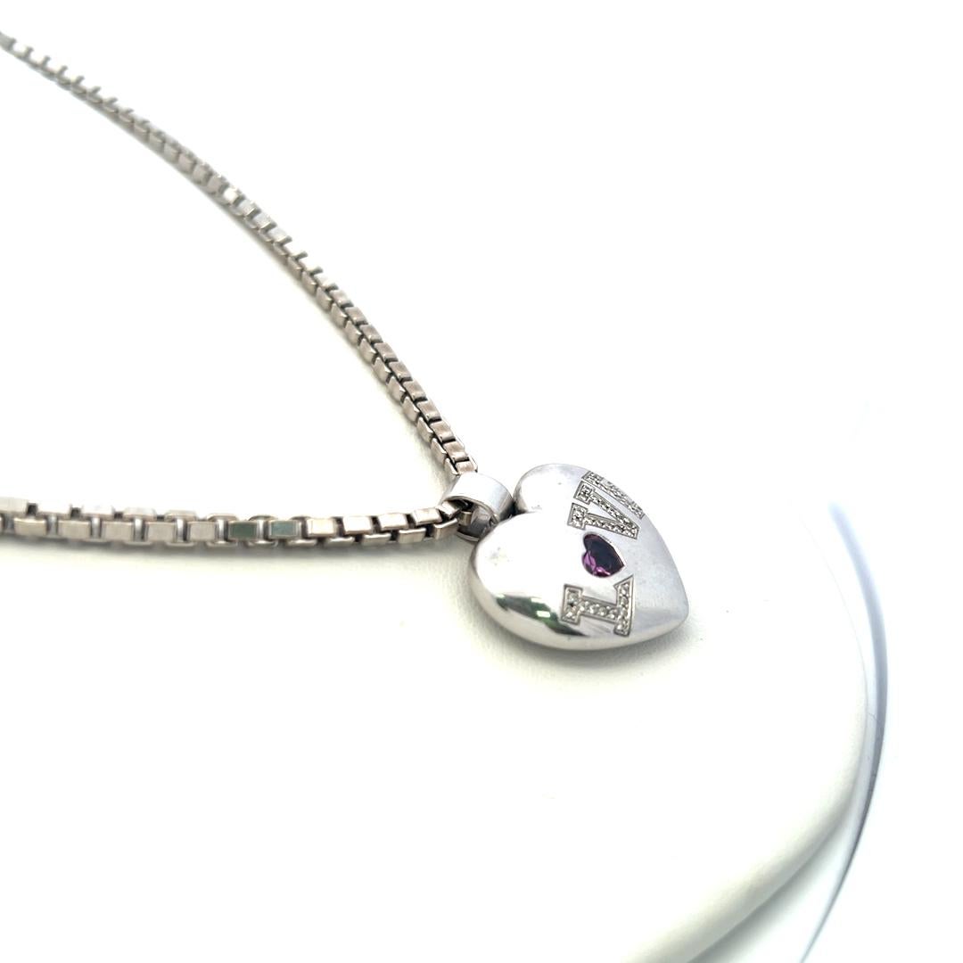 Chopard Ciondolo a cuore con tormalina da 0,50 carati e diamante da 0,20 carati in oro bianco 18 carati in vendita 1