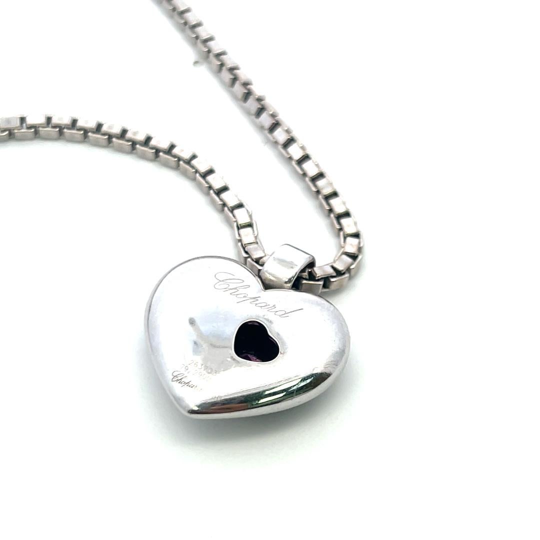 Chopard Ciondolo a cuore con tormalina da 0,50 carati e diamante da 0,20 carati in oro bianco 18 carati in vendita 4
