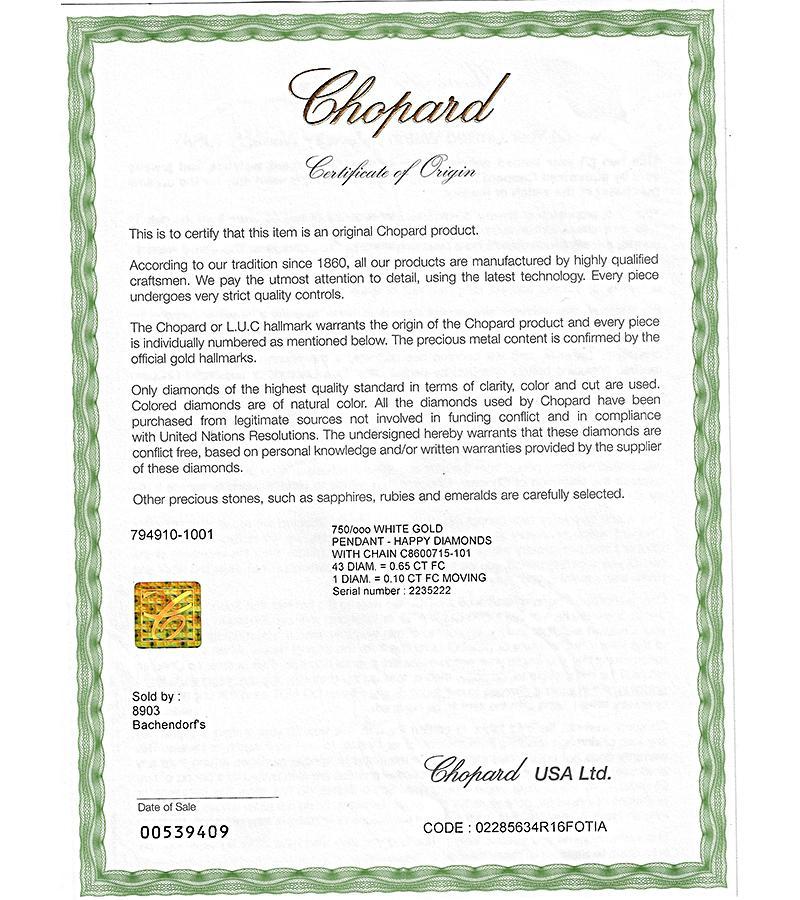 Chopard 0.75ct Diamond Happy Diamonds Heart Pendant Necklace In Good Condition For Sale In New York, NY