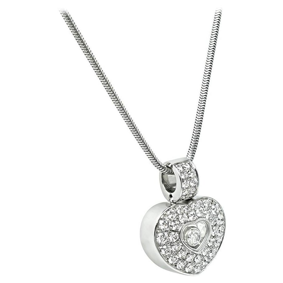 Chopard 0.75ct Diamond Happy Diamonds Heart Pendant Necklace For Sale