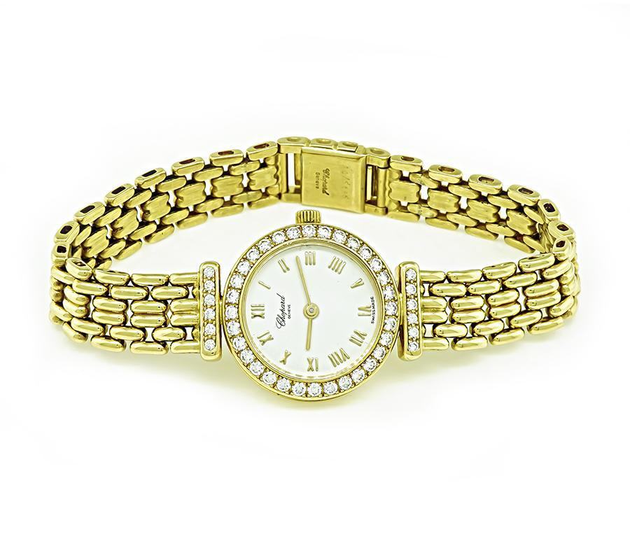 Round Cut Chopard 0.80ct Diamond Gold Watch For Sale