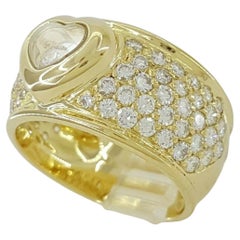 Chopard 1 Carat Yellow Gold Round Brilliant Cut Diamond Happy Diamond Heart Ring