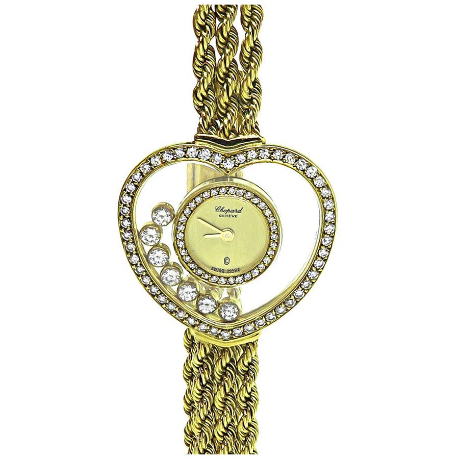 Pre-owned Chopard 1.00ct Diamond 18k Yellow Gold Happy Diamonds Watch