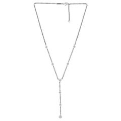 Chopard 1.4 Carat 8 Diamonds 18 Karat White Gold Y Drop Necklace, Adjustable