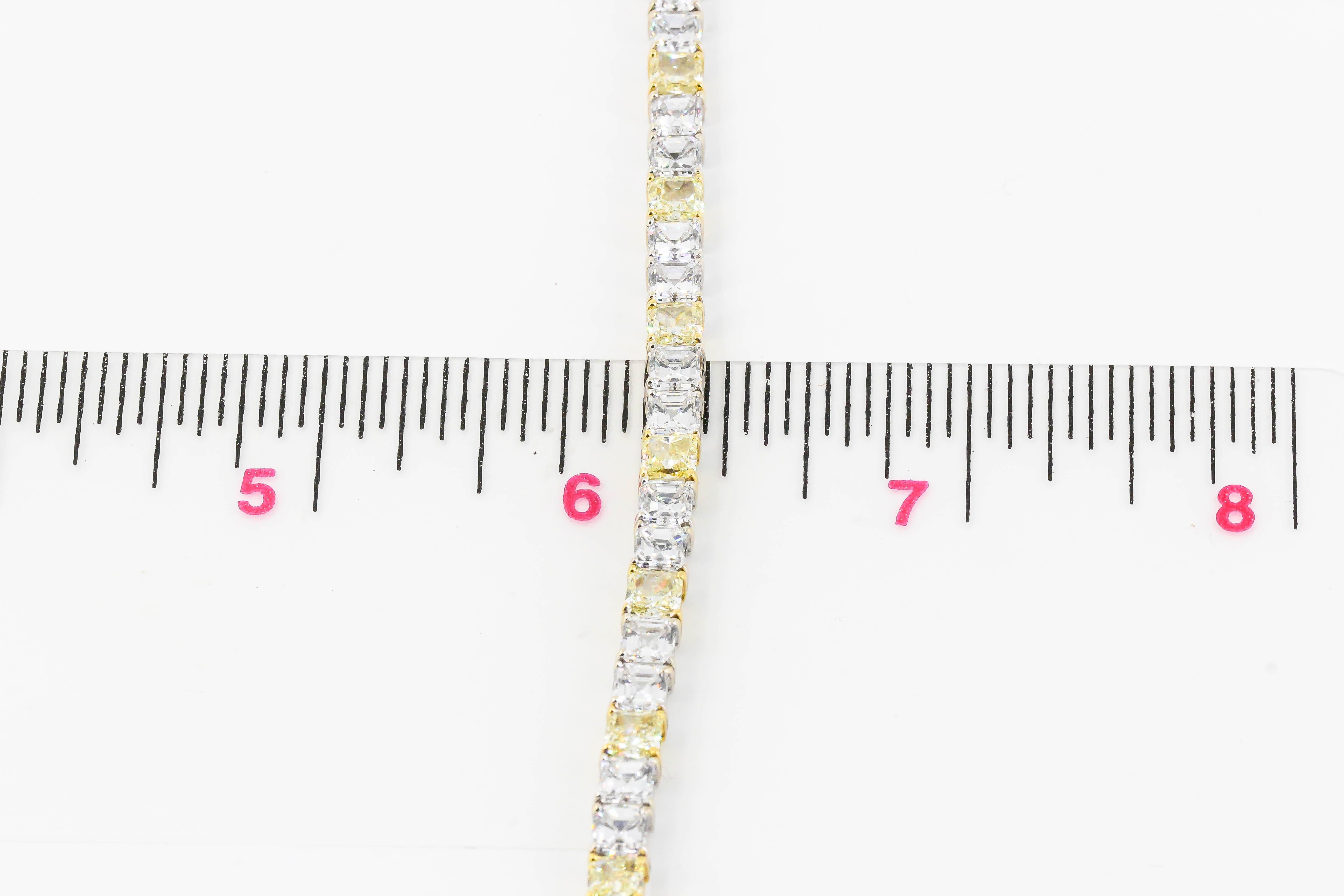 Chopard 16 Carat Yellow Radiant and White Asscher Diamond Line Bracelet 6