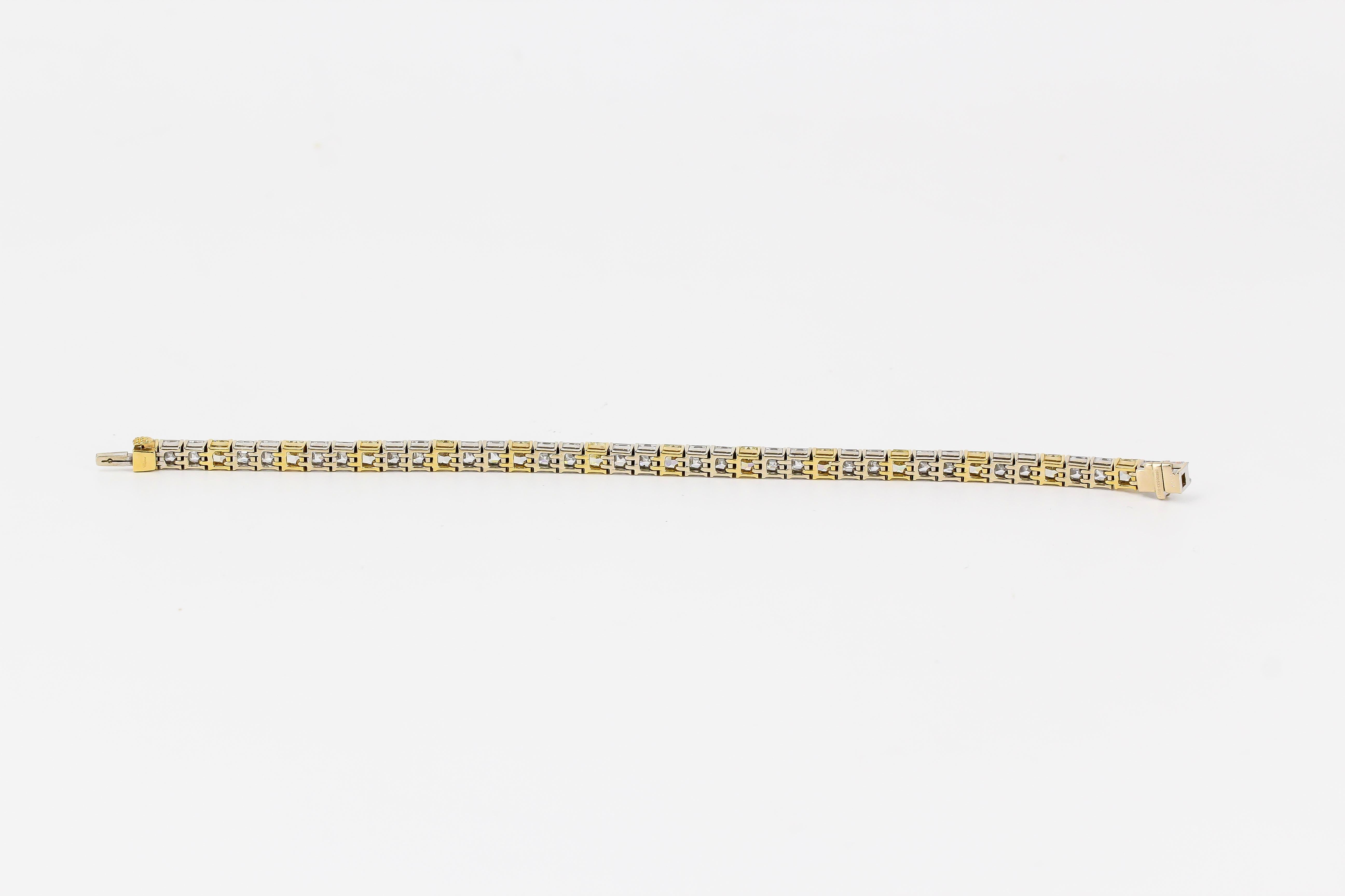 Chopard 16 Carat Yellow Radiant and White Asscher Diamond Line Bracelet 3